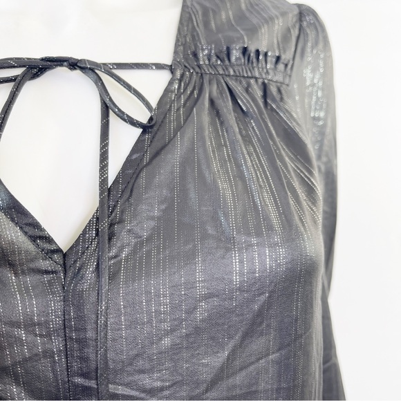Current Air Anthropologie BRISTOL Blouse Size S Black Metallic Shimmer New - Picture 8 of 13